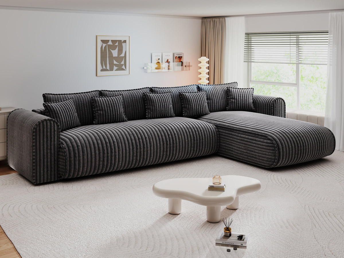 Colțar extensibil dumonde cu ladă de depozitare Monaco XL Tilia Grafit II 340x185 cm — dreapta — imagine 4