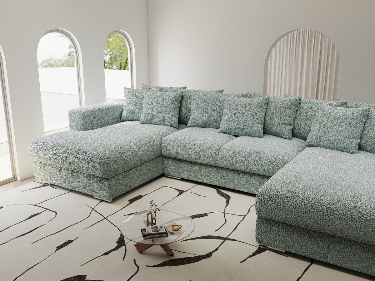 Colțar extensibil dumonde Gloria U Jaguar Aqua 340x167 cm — imagine 4