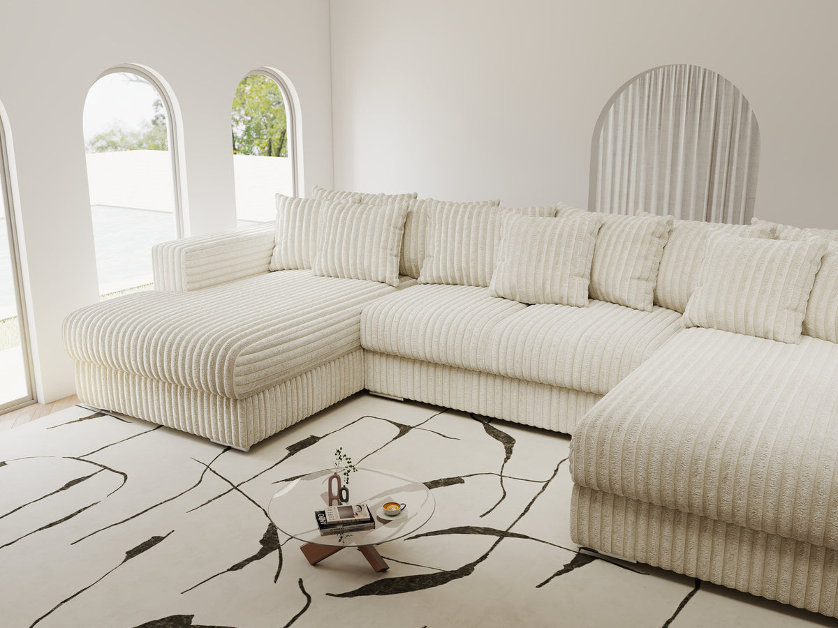 Colțar extensibil dumonde Gloria U Tilia Crem 340x167 cm — imagine 4