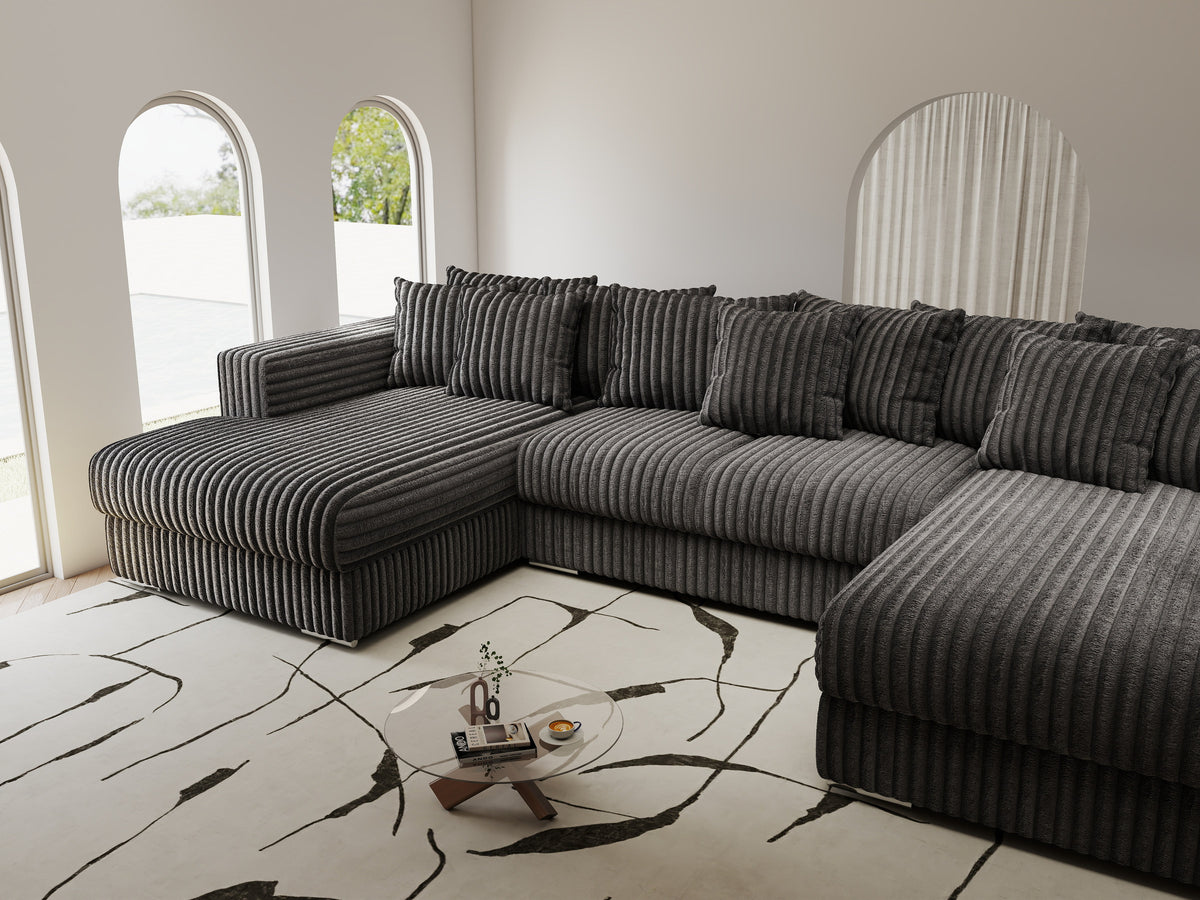 Colțar extensibil dumonde Gloria U Tilia Grafit 340x167 cm — imagine 4