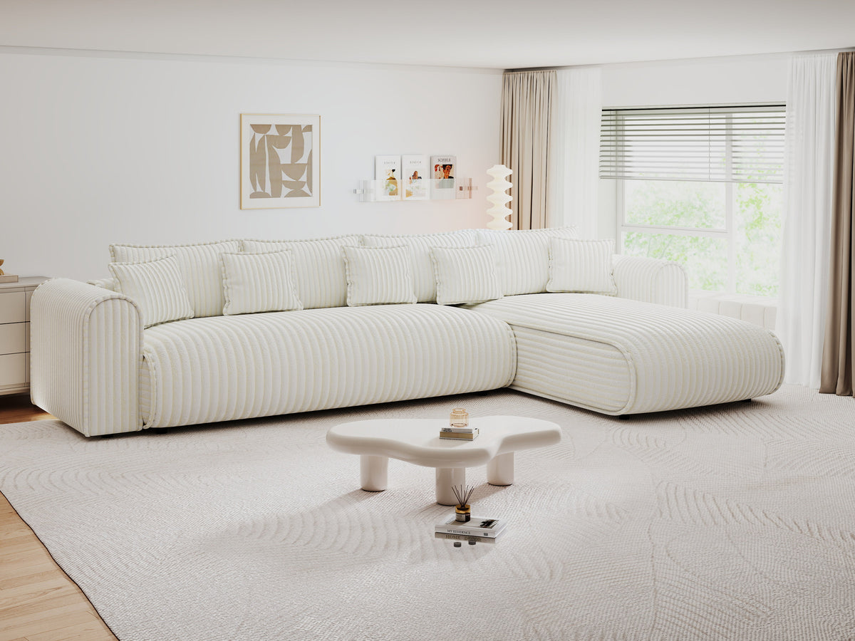 Colțar extensibil dumonde cu ladă de depozitare Monaco XL Tilia Crem II 340x185 cm — dreapta — imagine 5