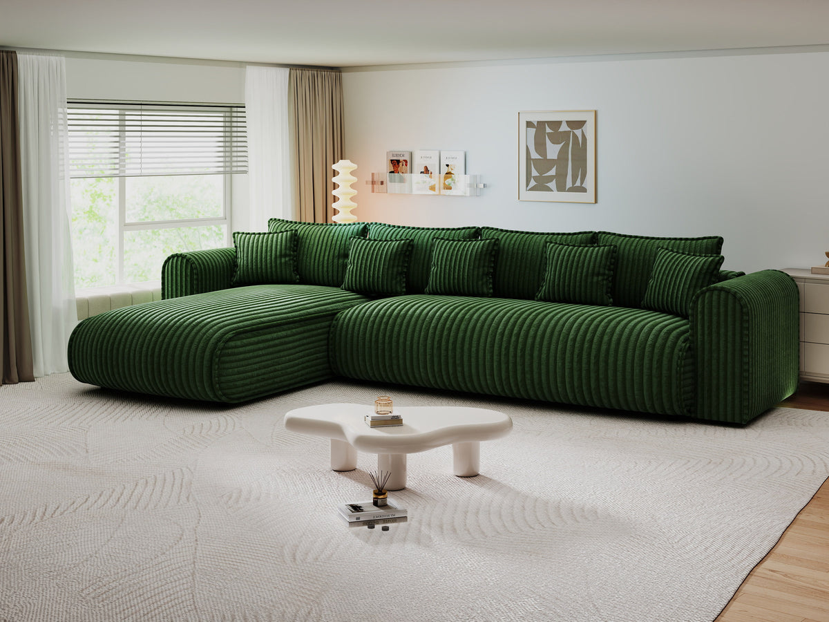 Colțar extensibil dumonde cu ladă de depozitare Monaco XL Tilia Verde 340x185 cm — stanga — imagine 5