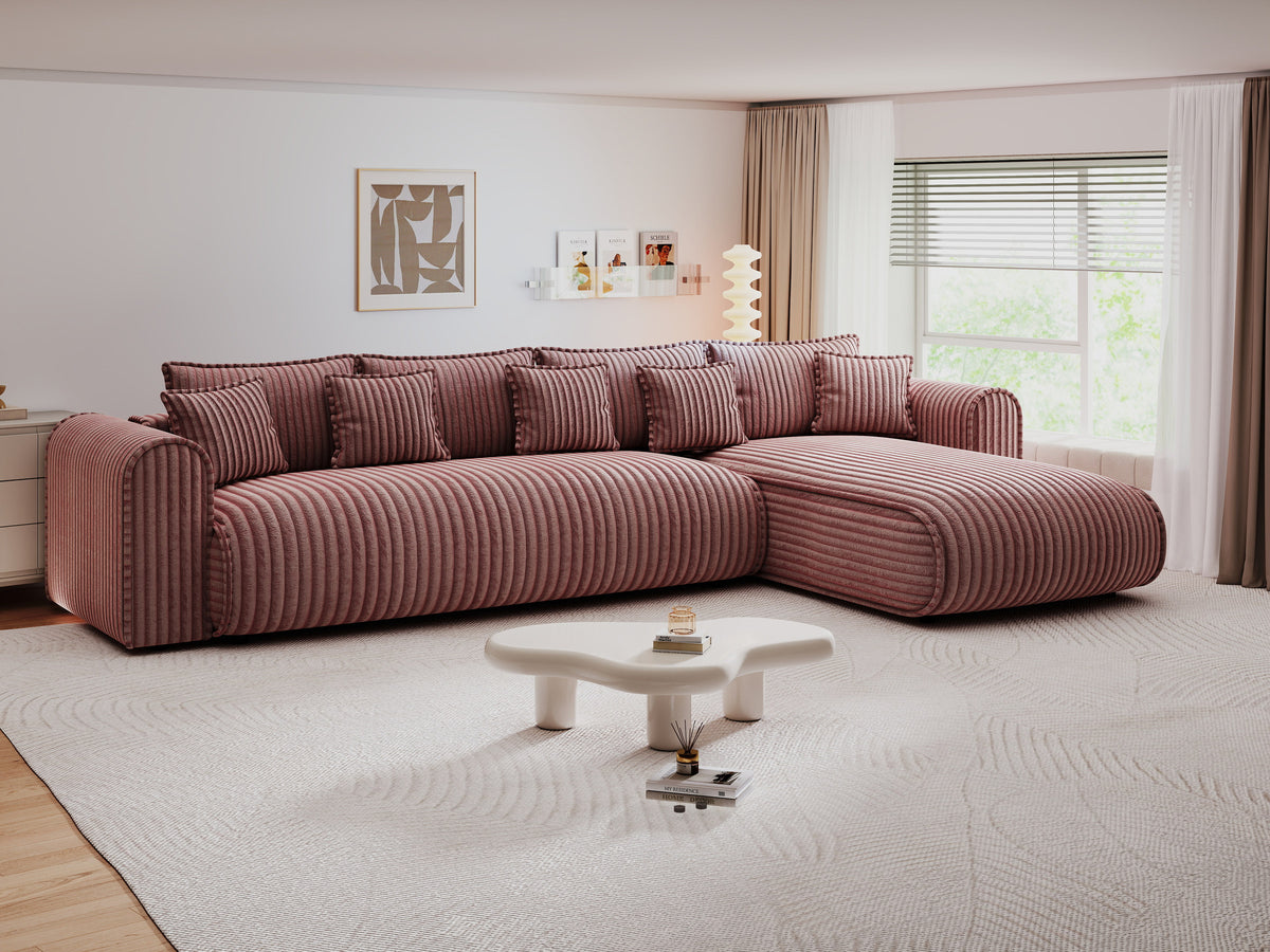 Colțar extensibil dumonde cu ladă de depozitare Monaco XL Tilia Roz II 340x185 cm — dreapta — imagine 5