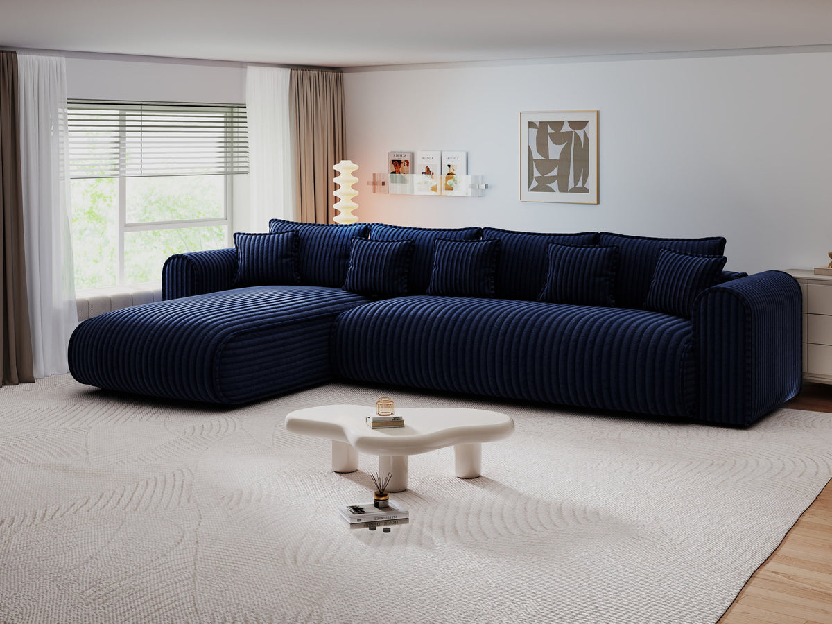 Colțar extensibil dumonde cu ladă de depozitare Monaco XL Tilia Albastru 340x185 cm — stanga — imagine 5