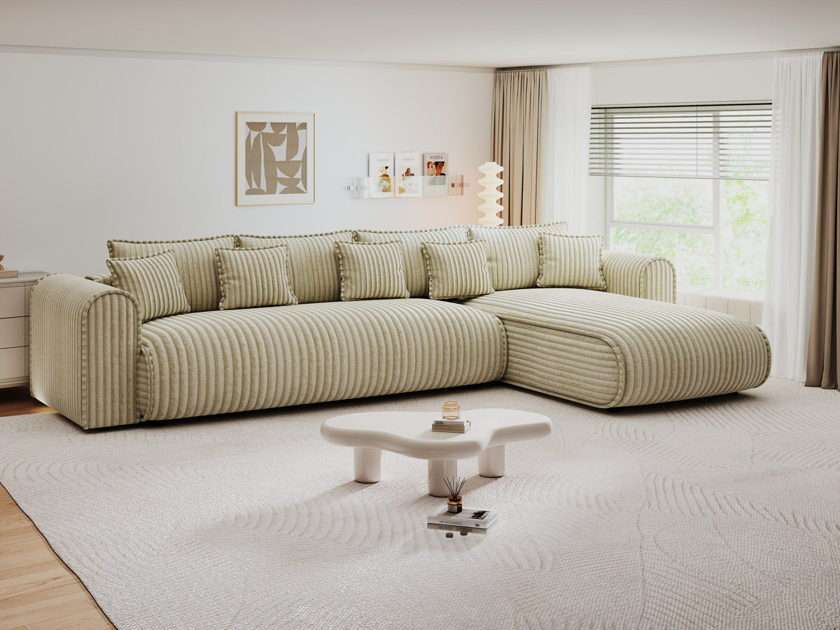 Colțar extensibil dumonde cu ladă de depozitare Monaco XL Tilia Bej II 340x185 cm — dreapta — imagine 5