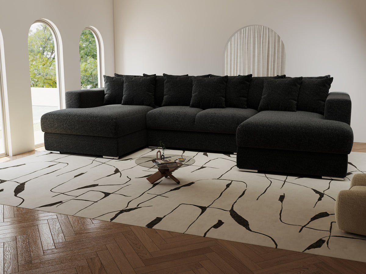 Colțar extensibil dumonde Gloria U Monte Negru 340x167 cm — imagine 5