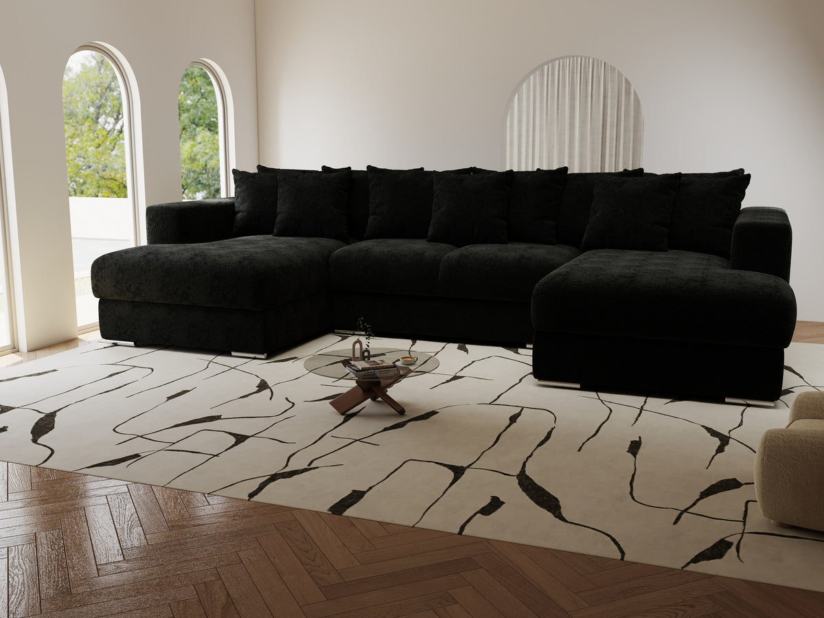 Colțar extensibil dumonde Gloria U Quelle Negru 340x167 cm — imagine 5