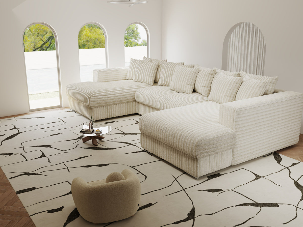Colțar extensibil dumonde Gloria U Tilia Crem 340x167 cm — imagine 5