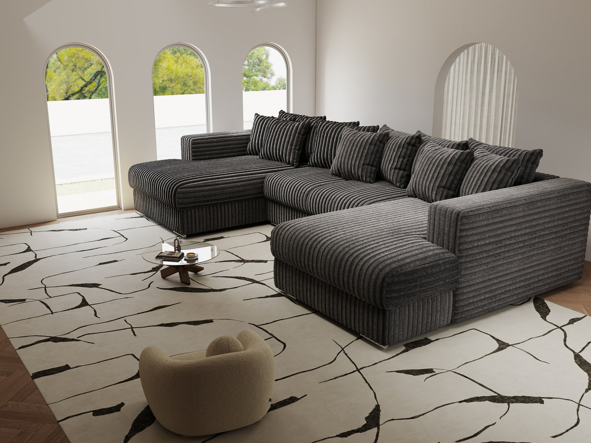 Colțar extensibil dumonde Gloria U Tilia Grafit 340x167 cm — imagine 5