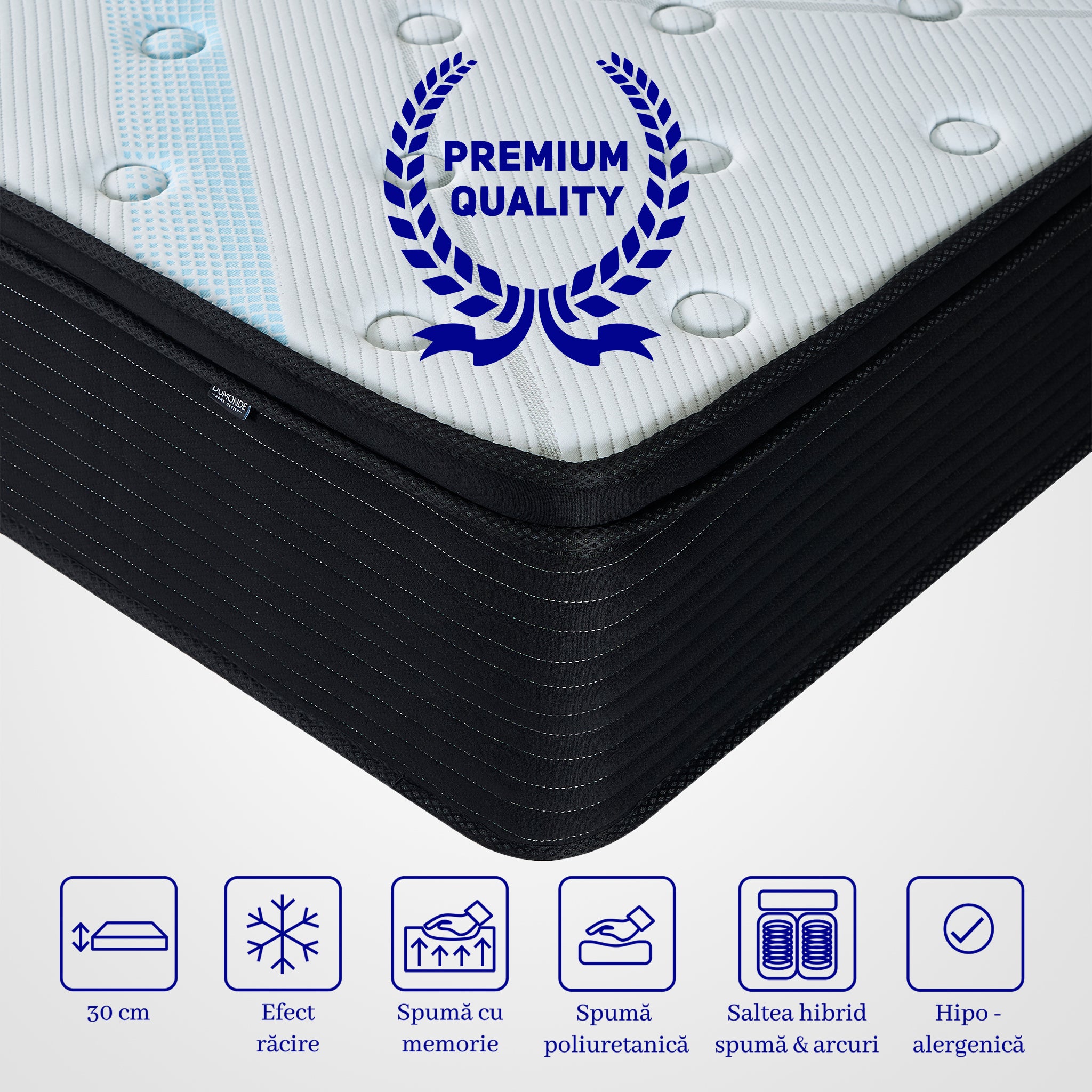 Saltea dumonde Serenita Plus Pocket 140x200 cm, arcuri individuale, spuma cu memorie, superortopedica, grosime 25 cm