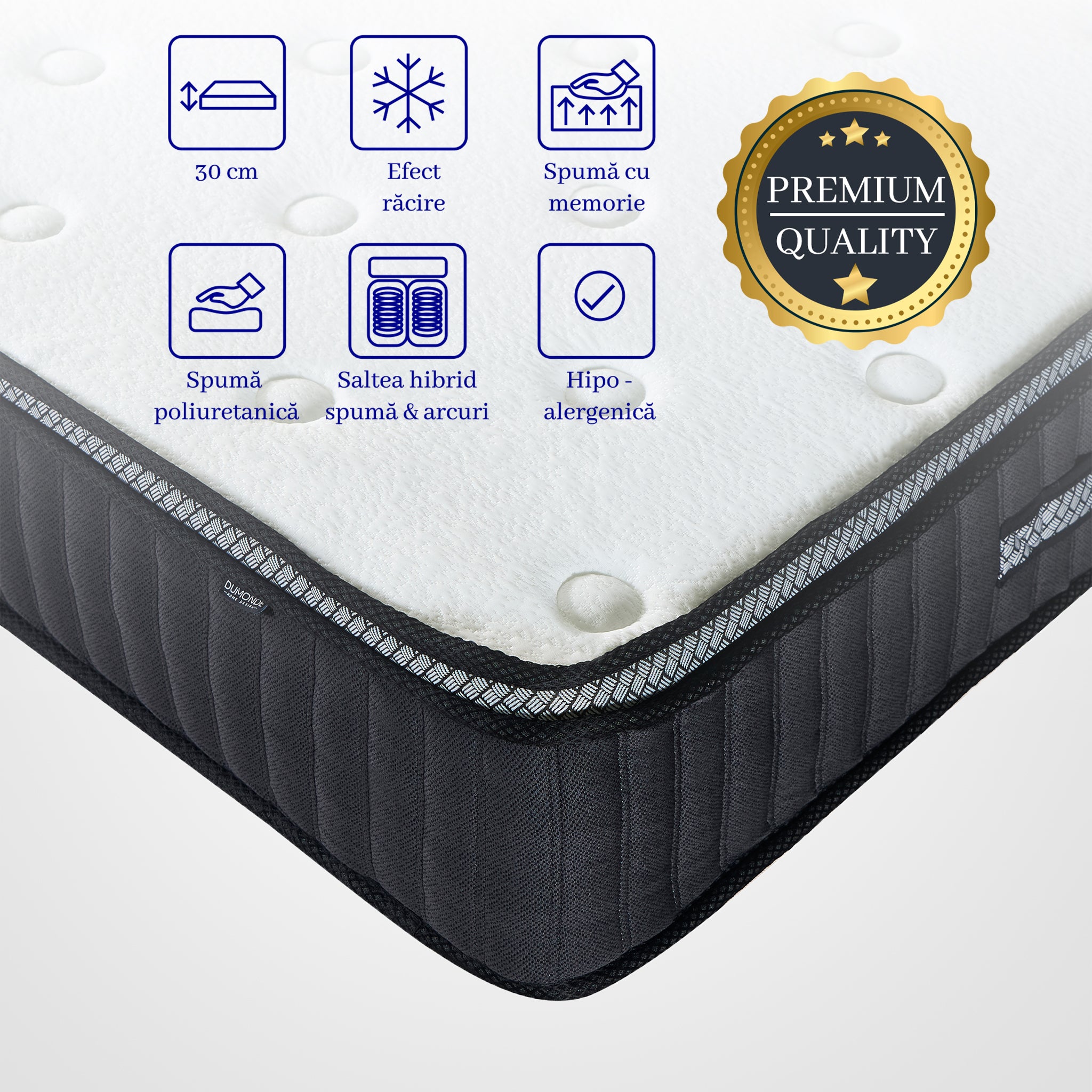 Saltea dumonde Altessa Comfort Pocket 180x200 cm, arcuri individuale, spuma cu memorie, superortopedica, grosime 25 cm