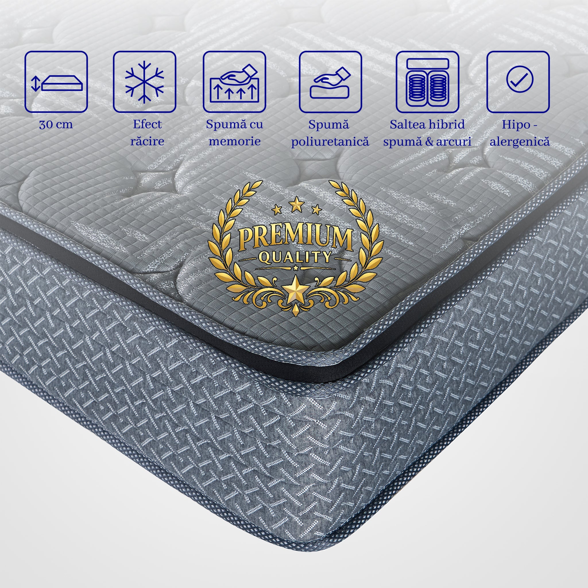 Saltea dumonde Altessa Supreme Pocket 180x200 cm, arcuri individuale, spuma cu memorie, superortopedica, grosime 30 cm