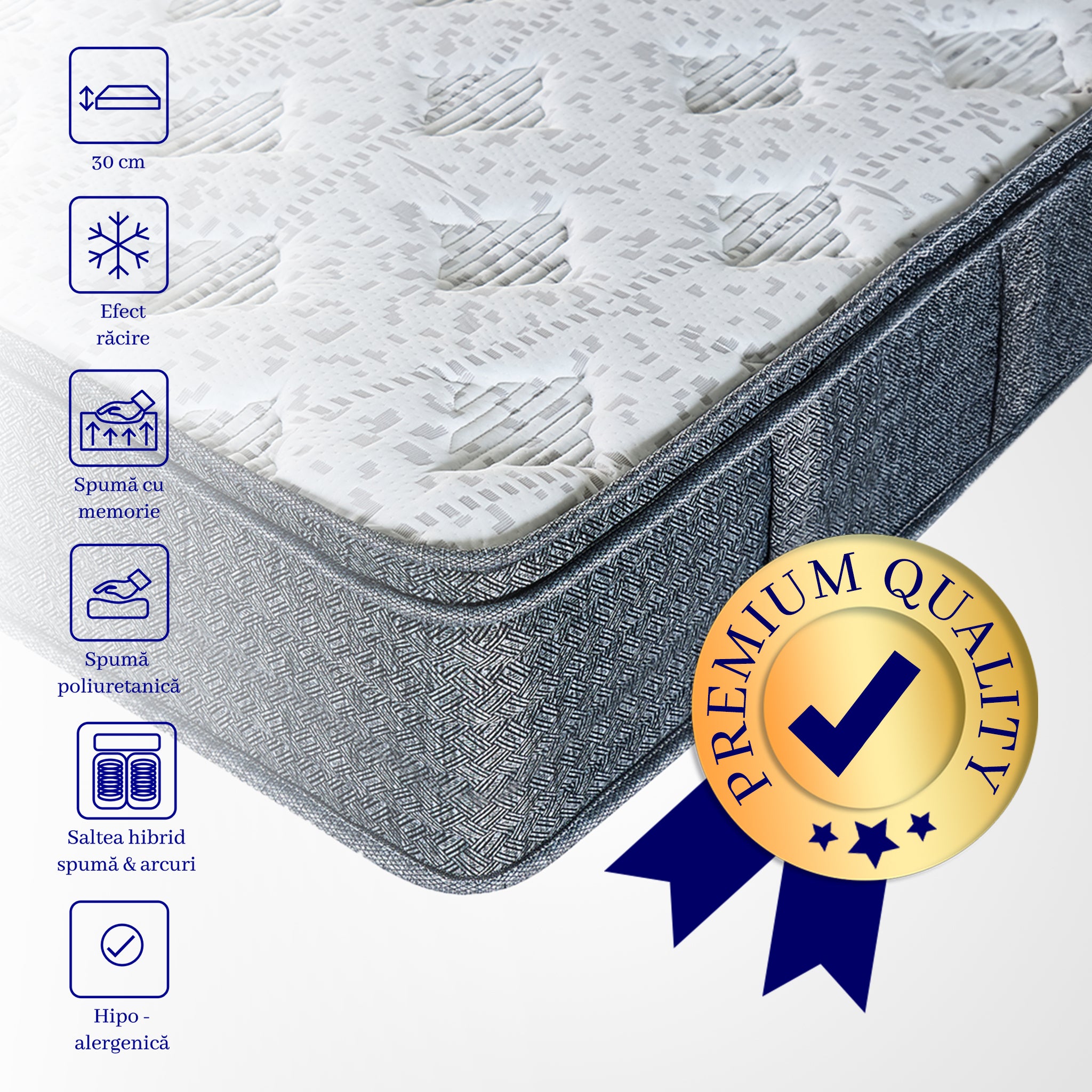 Saltea dumonde Velora Soft Pocket 180x200 cm, arcuri individuale, spuma cu memorie, superortopedica, grosime 25 cm