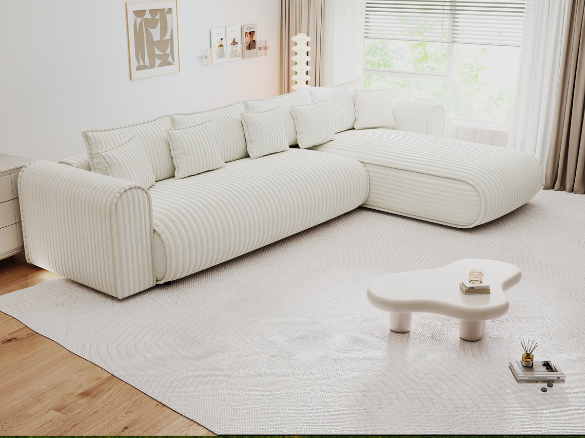Colțar extensibil dumonde cu ladă de depozitare Monaco XL Tilia Crem II 340x185 cm — dreapta — imagine 6