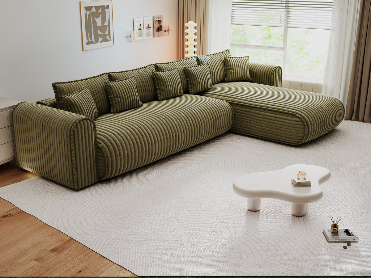 Colțar extensibil dumonde cu ladă de depozitare Monaco XL Tilia Olive II 340x185 cm — dreapta — imagine 6