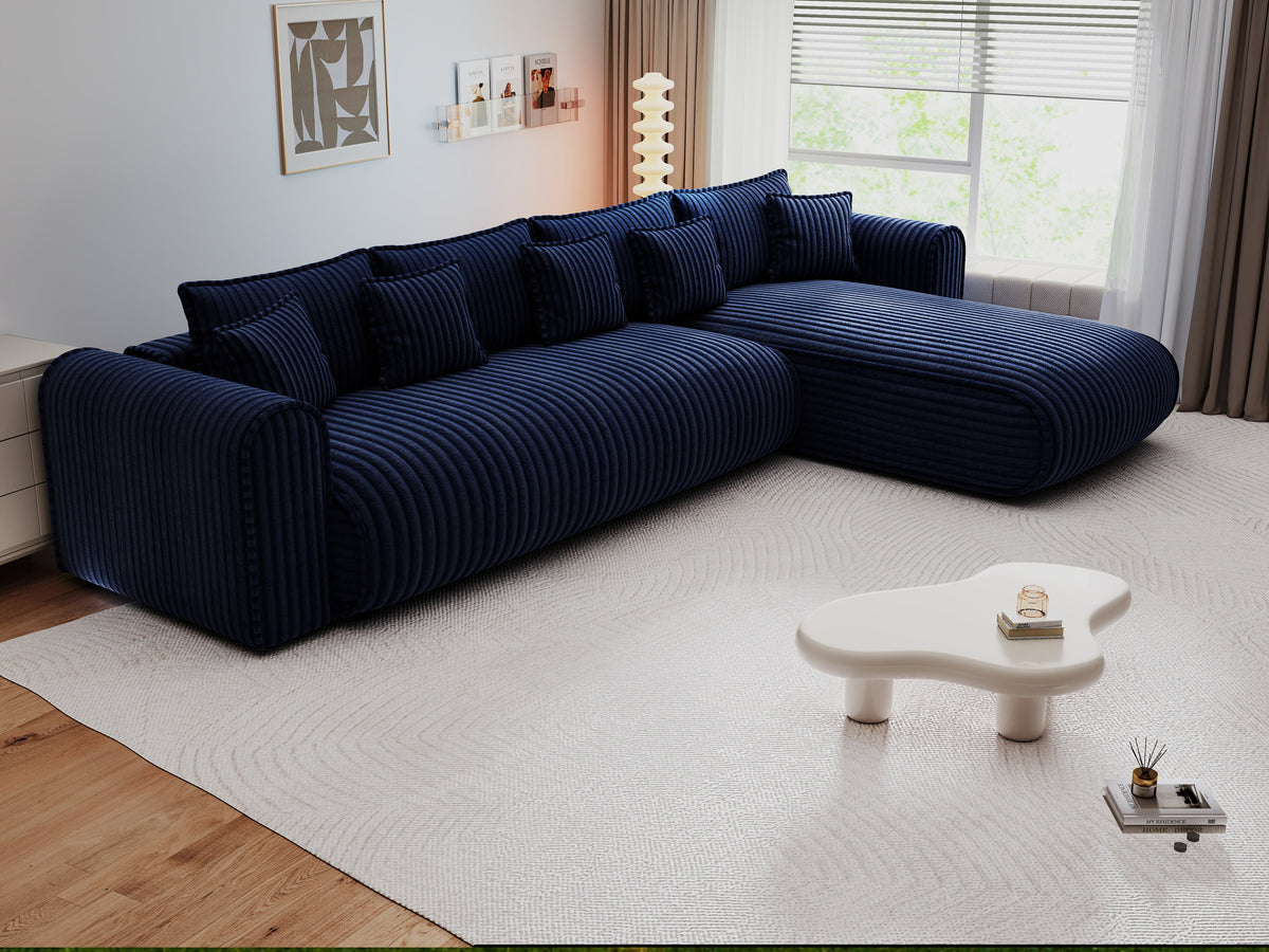 Colțar extensibil dumonde cu ladă de depozitare Monaco XL Tilia Albastru II 340x185 cm — dreapta — imagine 6