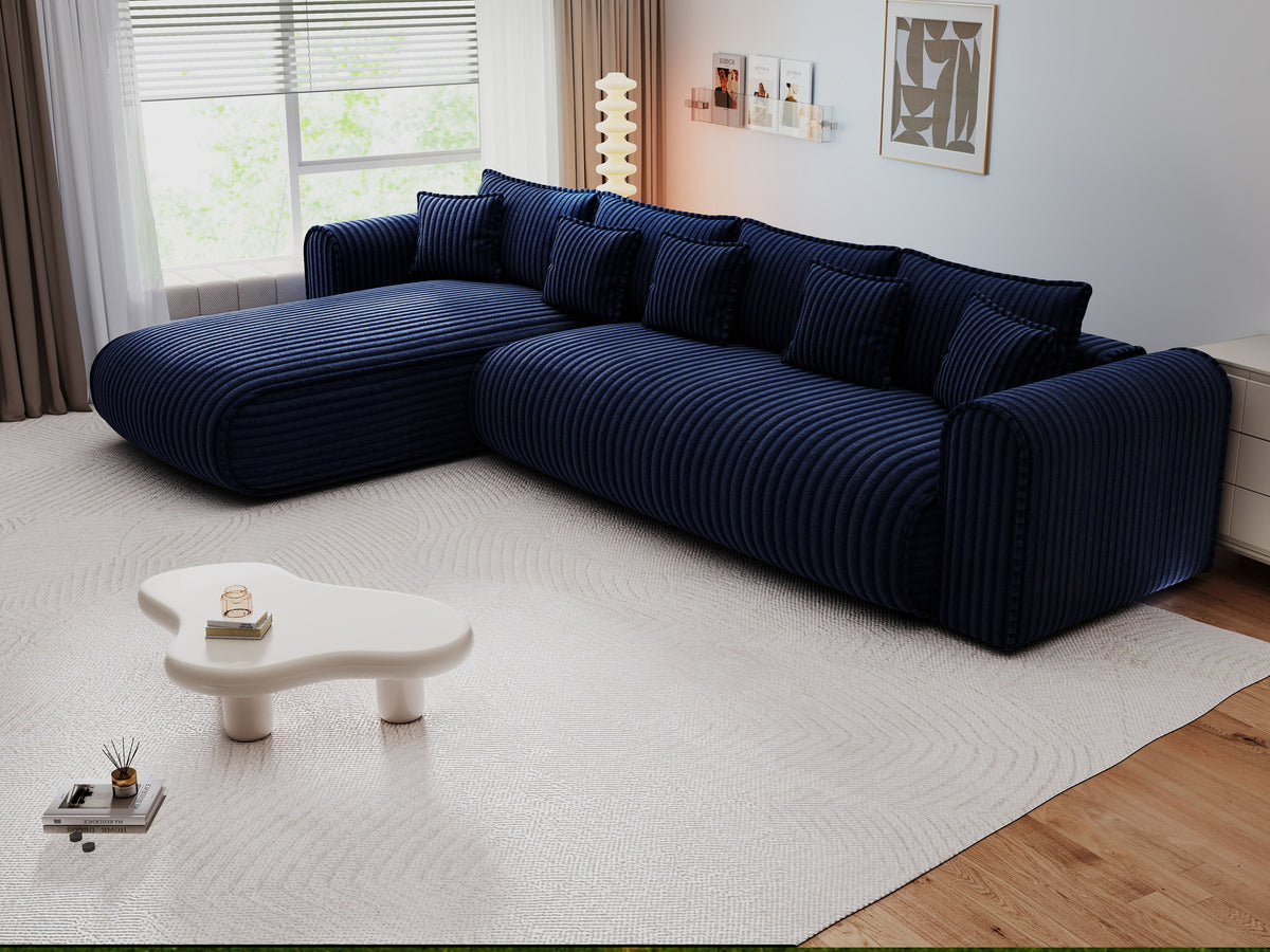 Colțar extensibil dumonde cu ladă de depozitare Monaco XL Tilia Albastru 340x185 cm — stanga — imagine 6