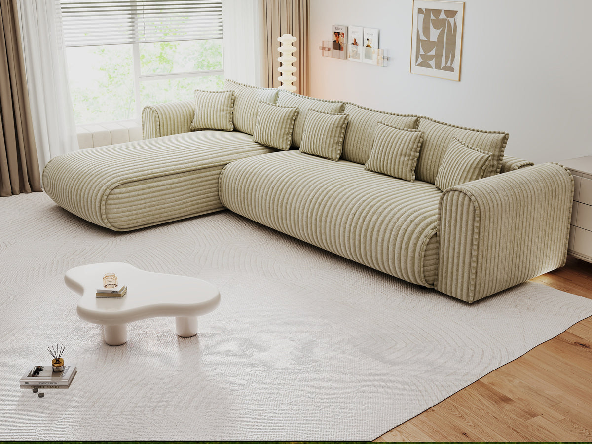 Colțar extensibil dumonde cu ladă de depozitare Monaco XL Tilia Bej 340x185 cm — stanga — imagine 6