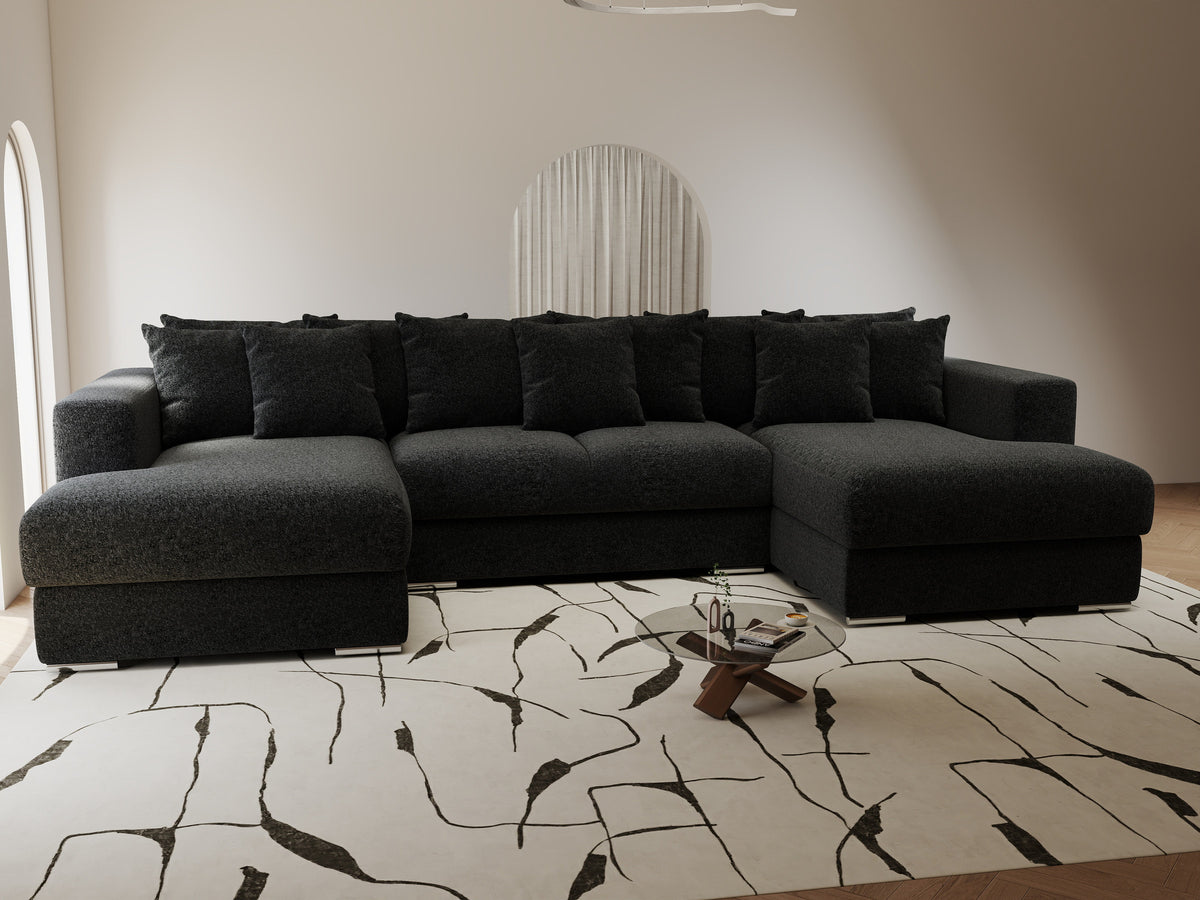 Colțar extensibil dumonde Gloria U Monte Negru 340x167 cm — imagine 6