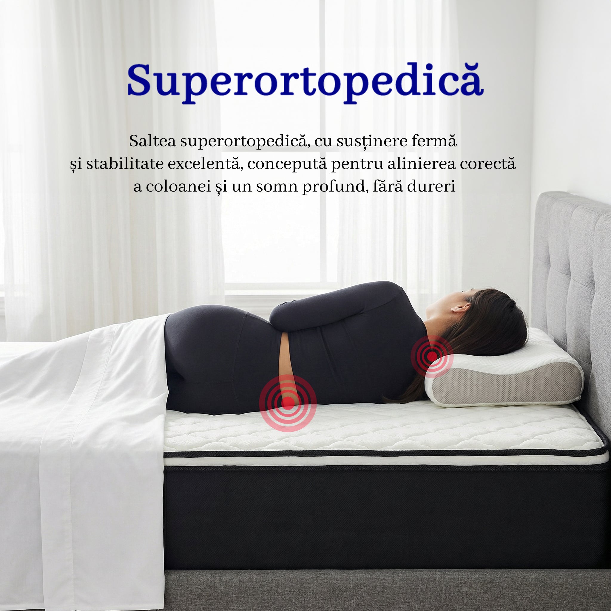 Saltea dumonde Velora Soft Pocket 180x200 cm, arcuri individuale, spuma cu memorie, superortopedica, grosime 25 cm