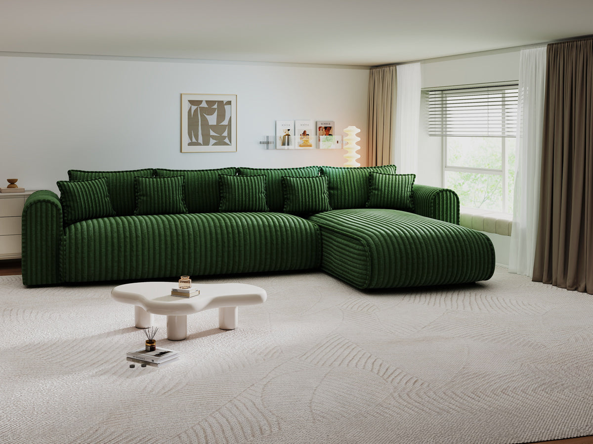 Colțar extensibil dumonde cu ladă de depozitare Monaco XL Tilia Verde II 340x185 cm — dreapta — imagine 7