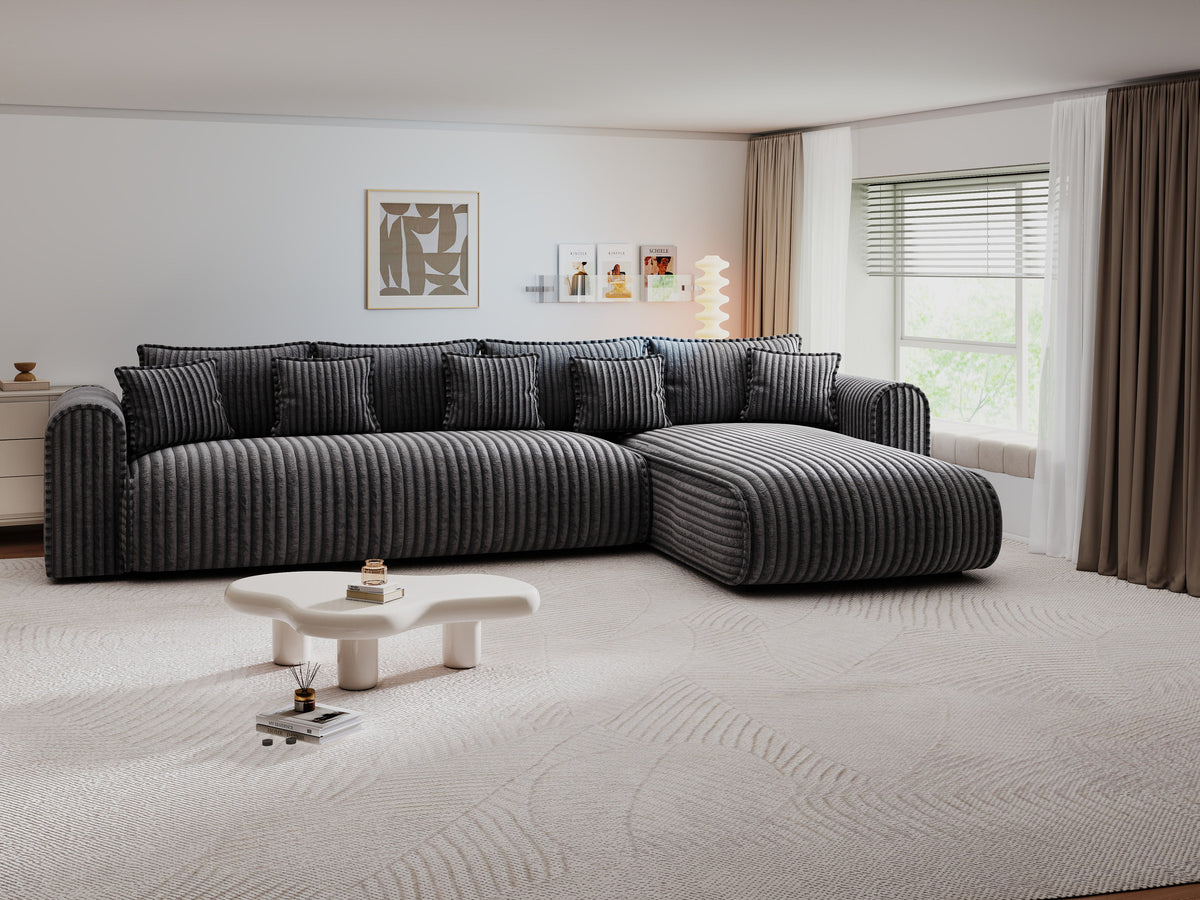 Colțar extensibil dumonde cu ladă de depozitare Monaco XL Tilia Grafit II 340x185 cm — dreapta — imagine 7