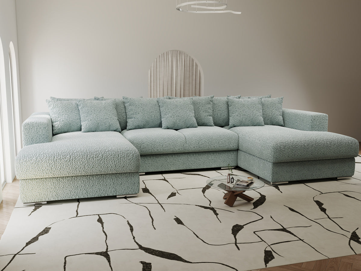 Colțar extensibil dumonde Gloria U Jaguar Aqua 340x167 cm — imagine 7