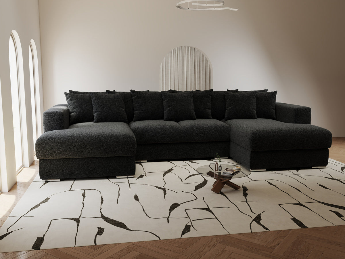 Colțar extensibil dumonde Gloria U Monte Negru 340x167 cm — imagine 7