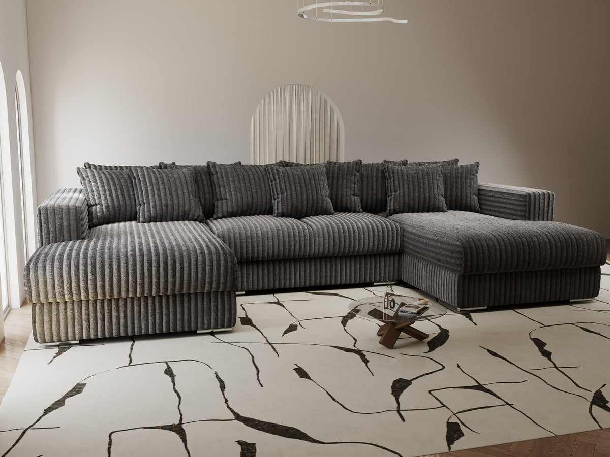 Colțar extensibil dumonde Gloria U Tilia Grafit 340x167 cm — imagine 7