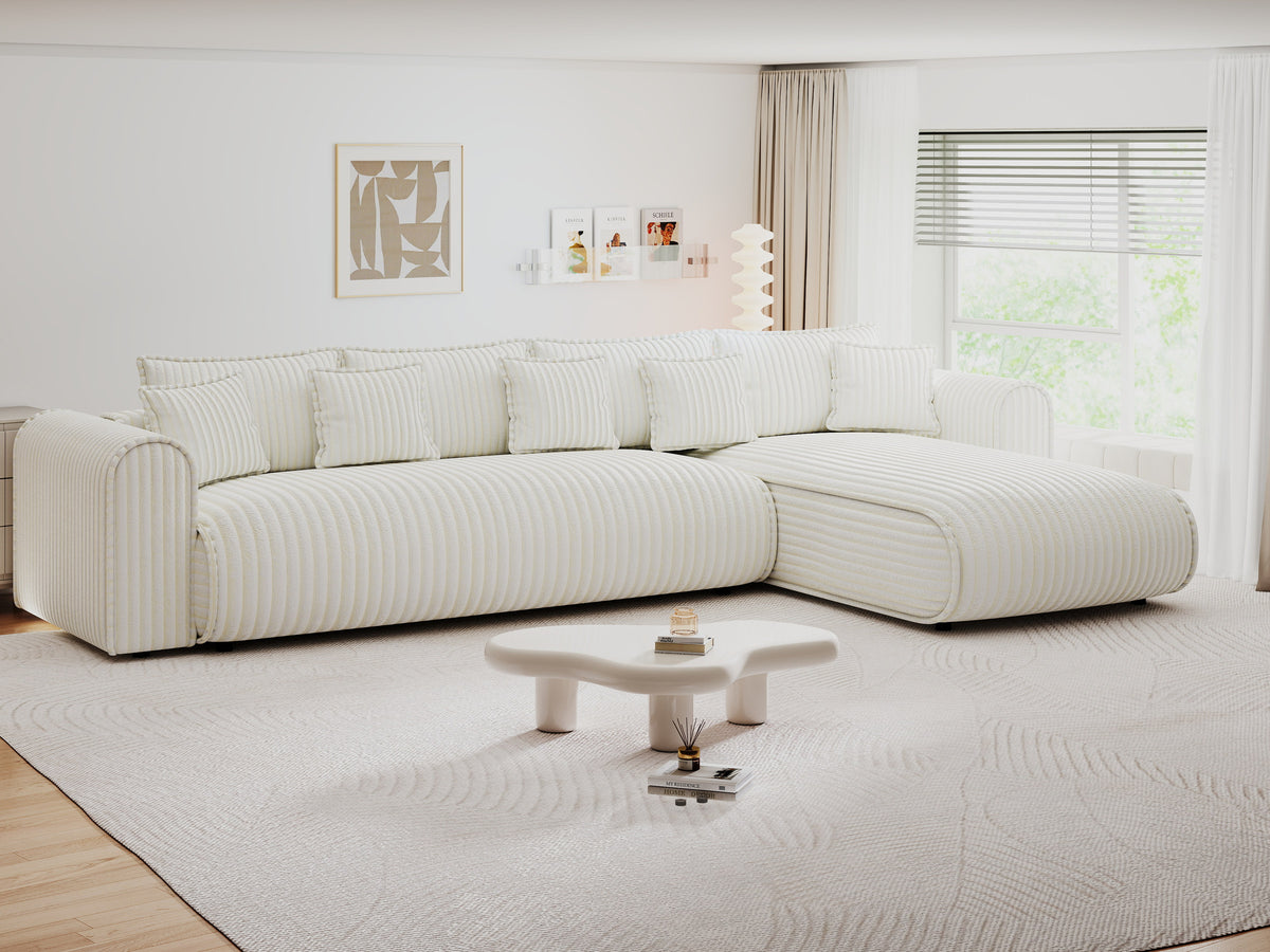 Colțar extensibil dumonde cu ladă de depozitare Monaco XL Tilia Crem II 340x185 cm — dreapta — imagine 8