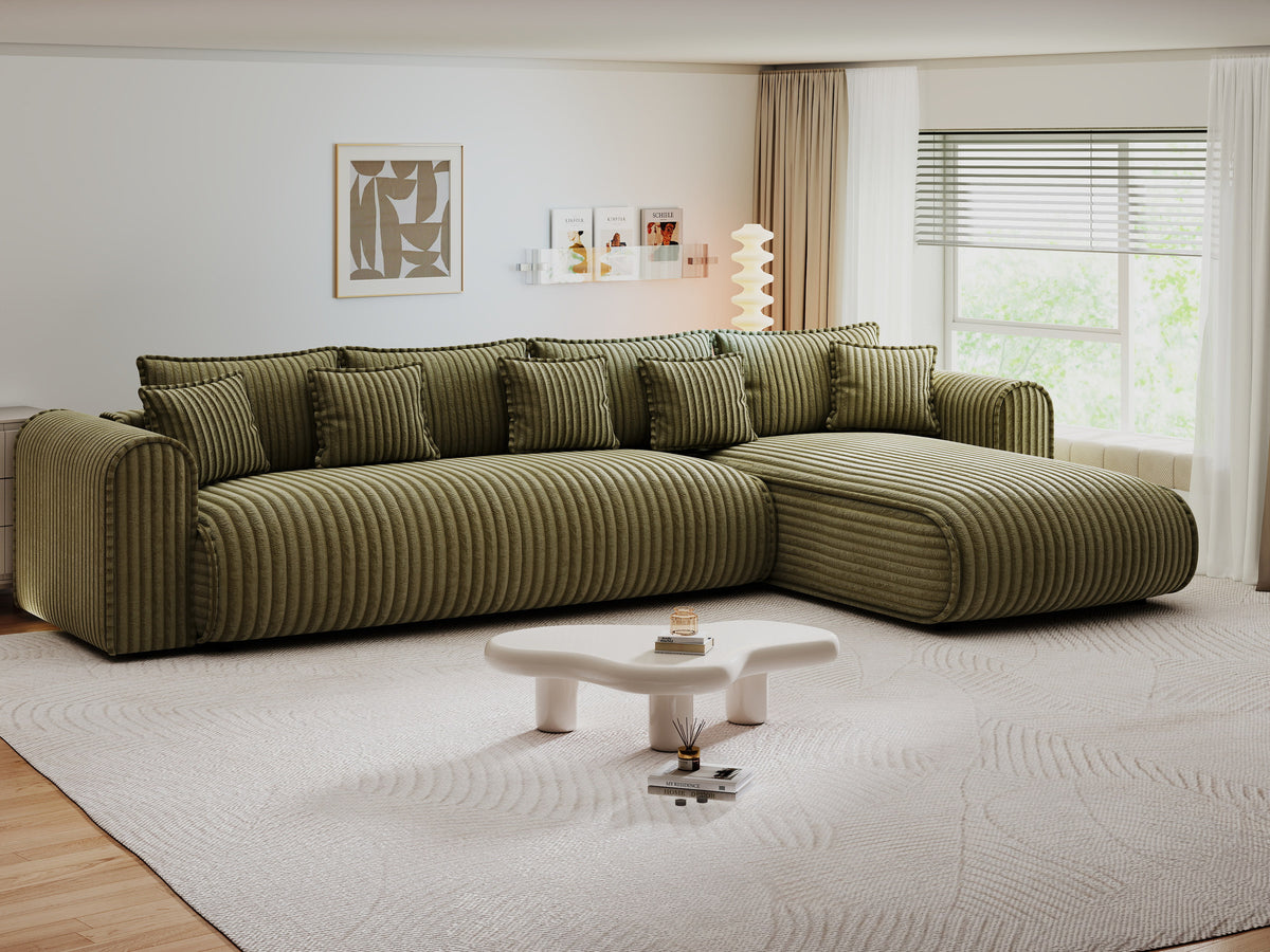 Colțar extensibil dumonde cu ladă de depozitare Monaco XL Tilia Olive II 340x185 cm — dreapta — imagine 8