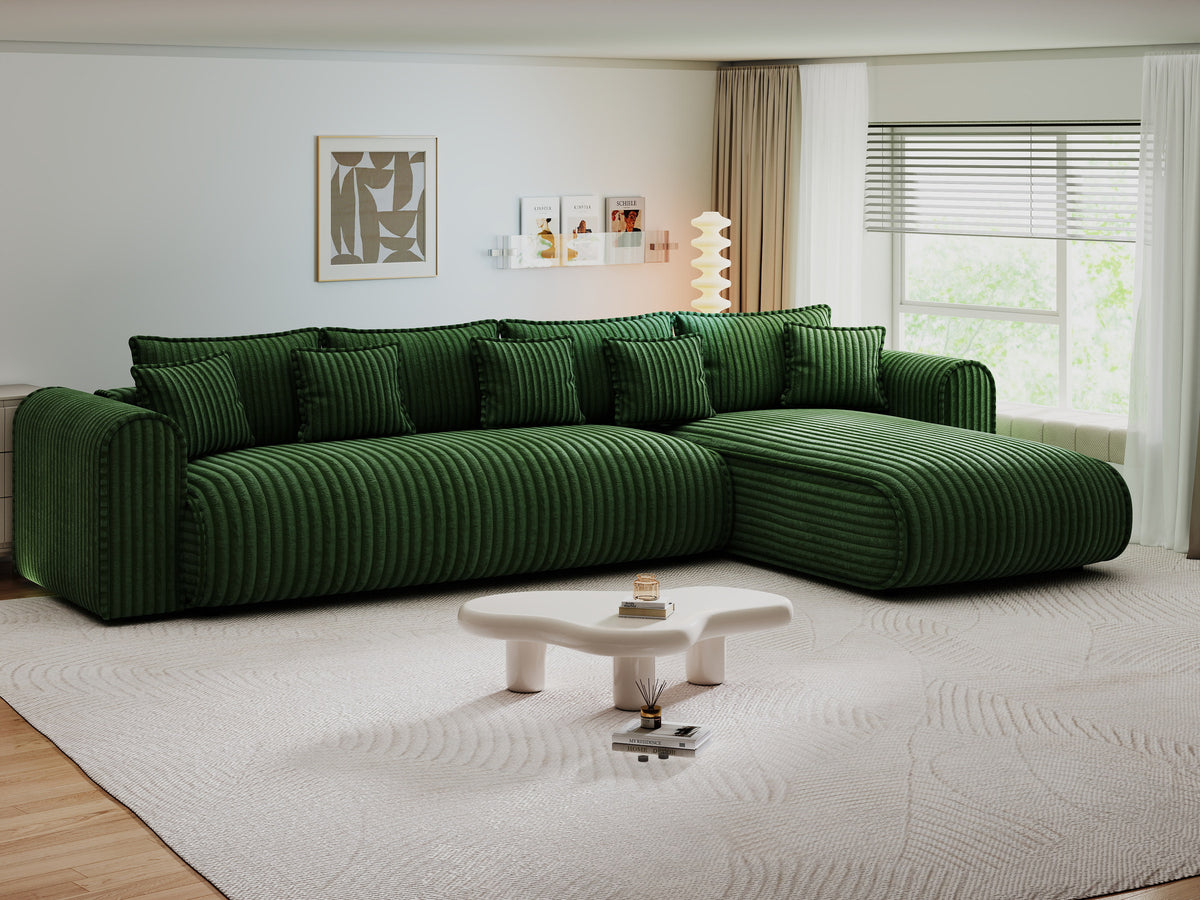 Colțar extensibil dumonde cu ladă de depozitare Monaco XL Tilia Verde II 340x185 cm — dreapta — imagine 8