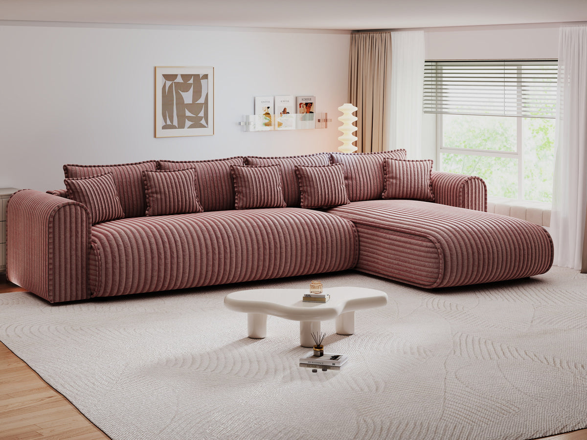 Colțar extensibil dumonde cu ladă de depozitare Monaco XL Tilia Roz II 340x185 cm — dreapta — imagine 8