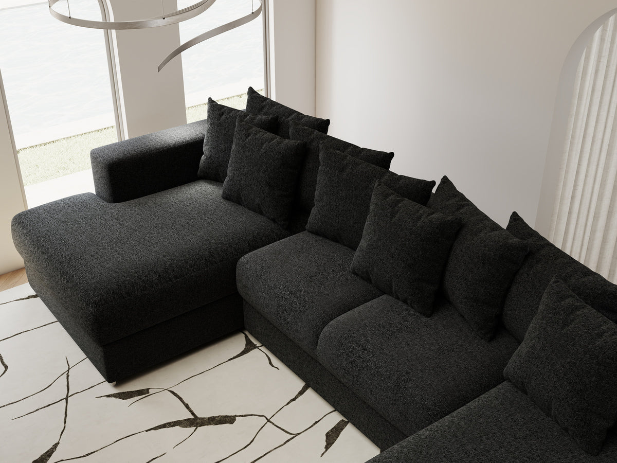 Colțar extensibil dumonde Gloria U Monte Negru 340x167 cm — imagine 8