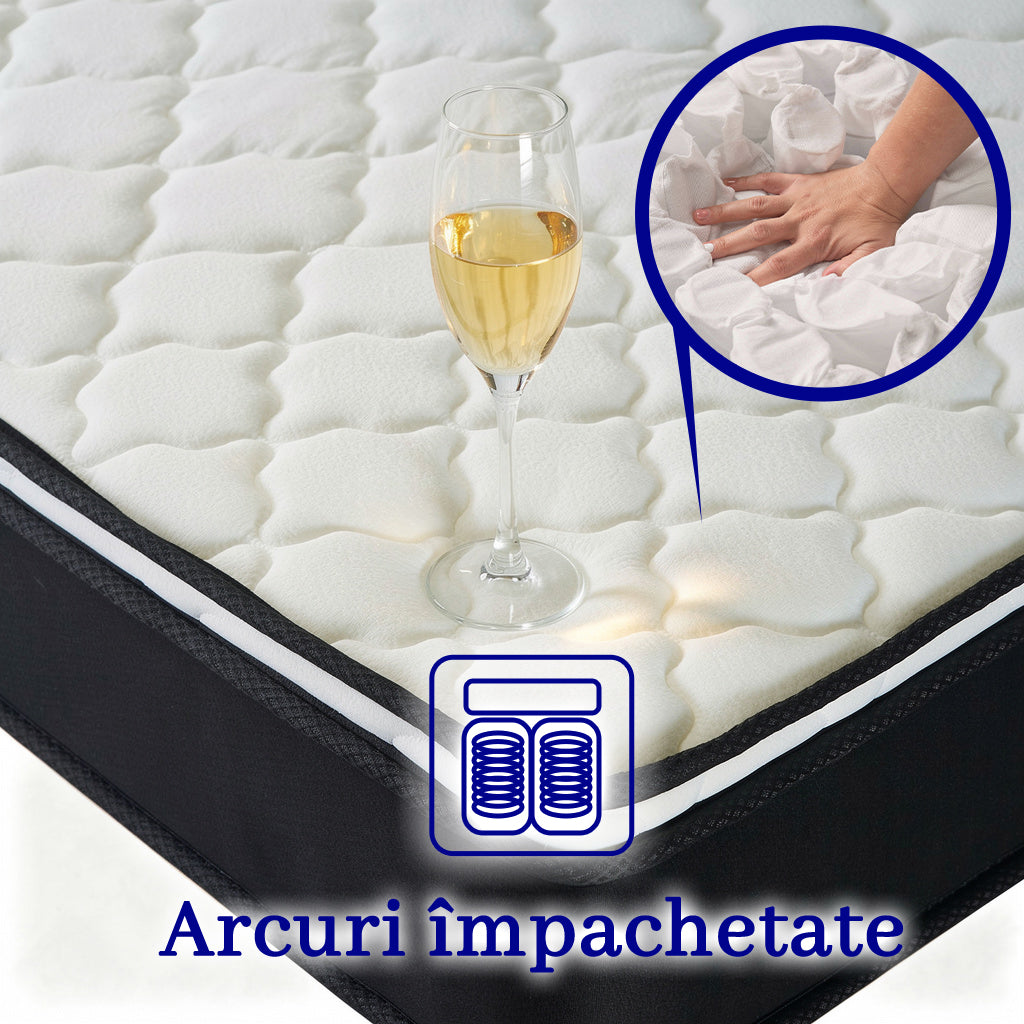 Saltea dumonde Elvara Comfort Pocket 160x200 cm, arcuri individuale, spuma inalta densitate, superortopedica, grosime 25cm