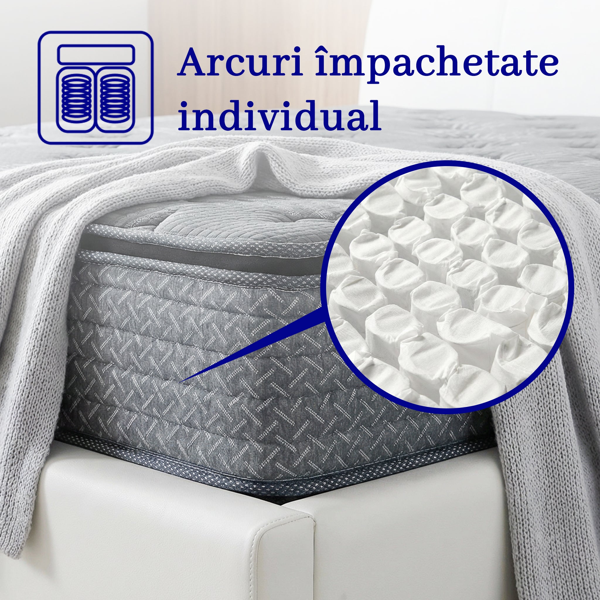 Saltea dumonde Altessa Supreme Pocket 180x200 cm, arcuri individuale, spuma cu memorie, superortopedica, grosime 30 cm