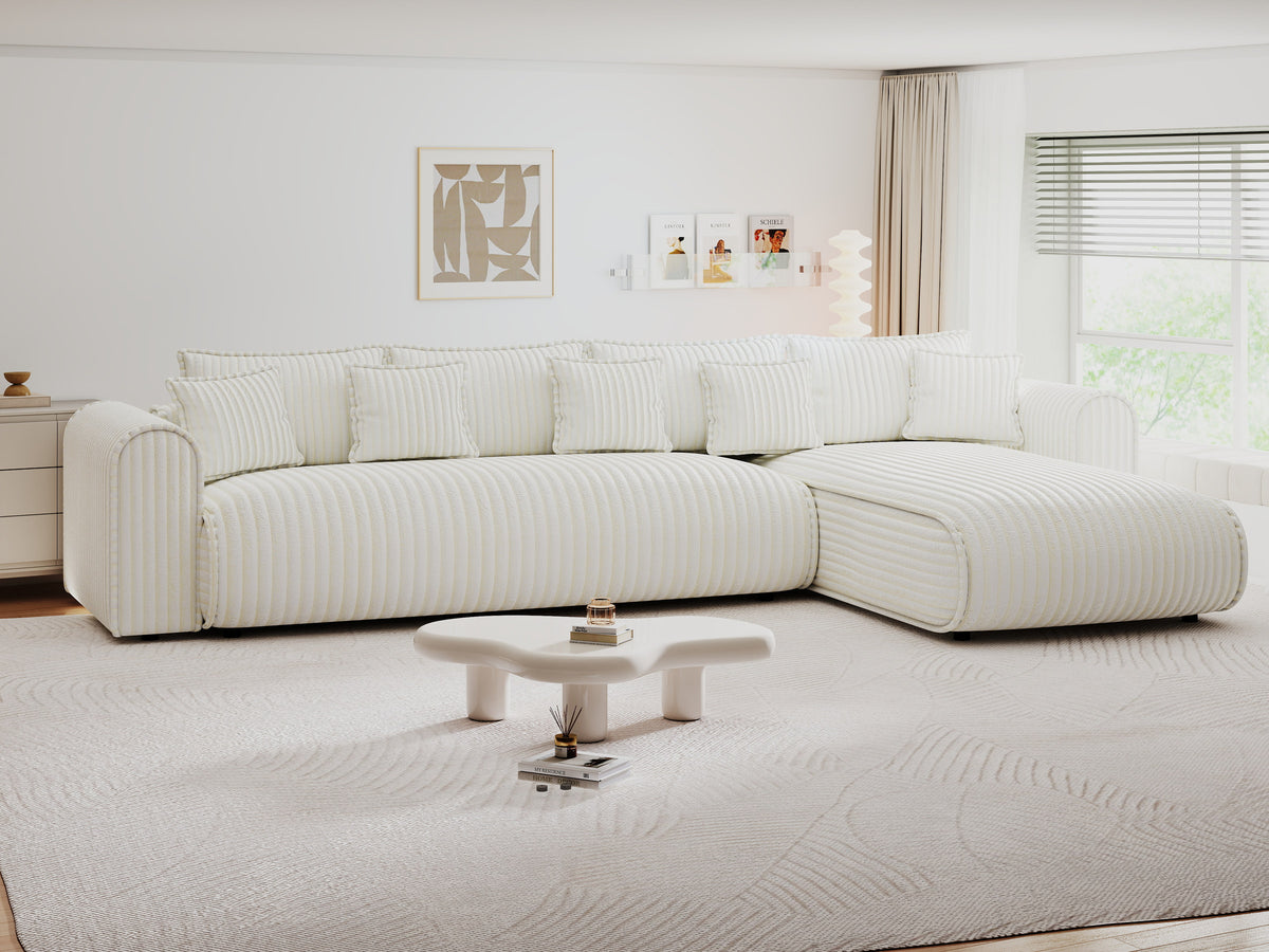 Colțar extensibil dumonde cu ladă de depozitare Monaco XL Tilia Crem II 340x185 cm — dreapta — imagine 9