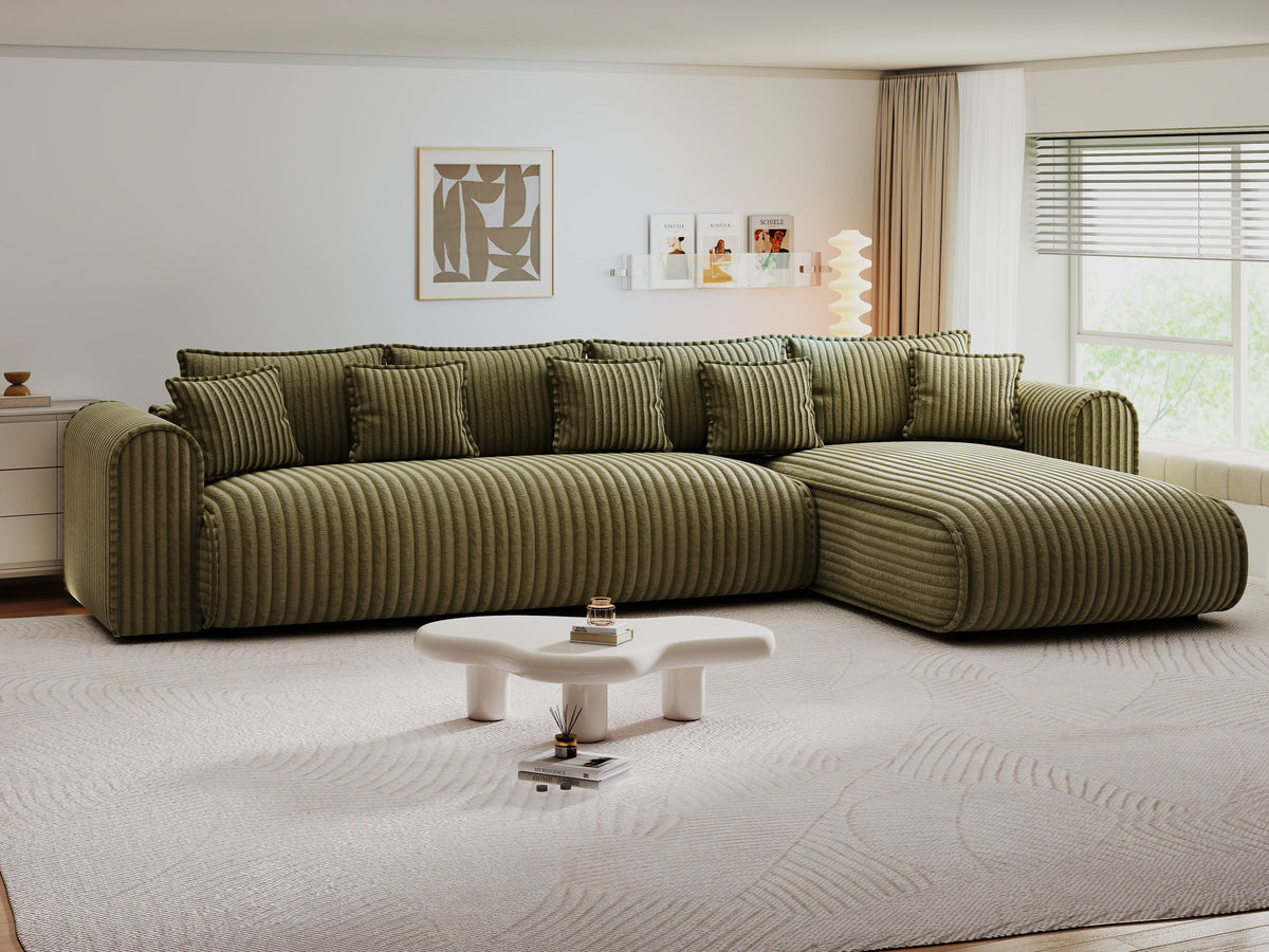 Colțar extensibil dumonde cu ladă de depozitare Monaco XL Tilia Olive II 340x185 cm — dreapta — imagine 9