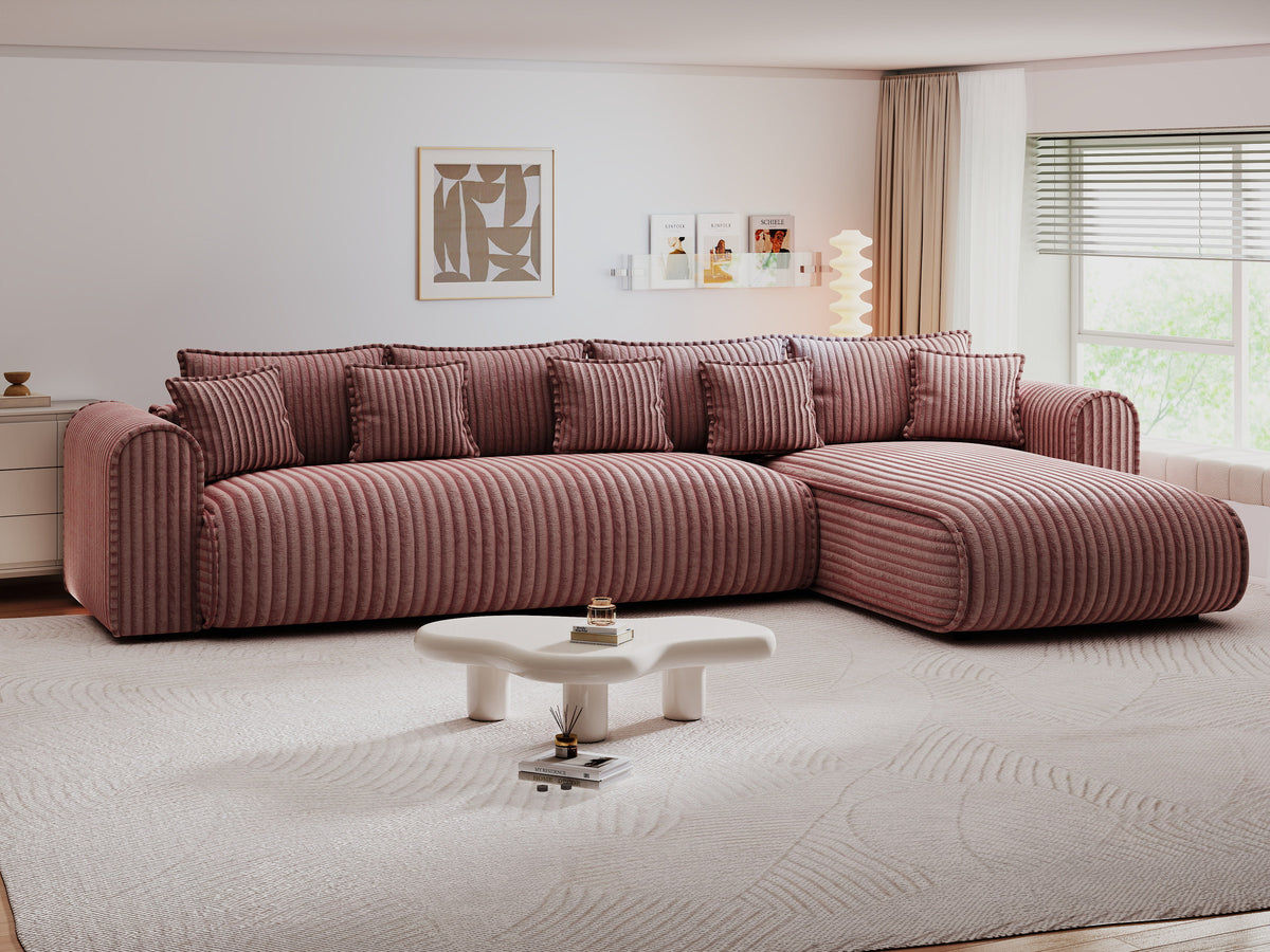 Colțar extensibil dumonde cu ladă de depozitare Monaco XL Tilia Roz II 340x185 cm — dreapta — imagine 9