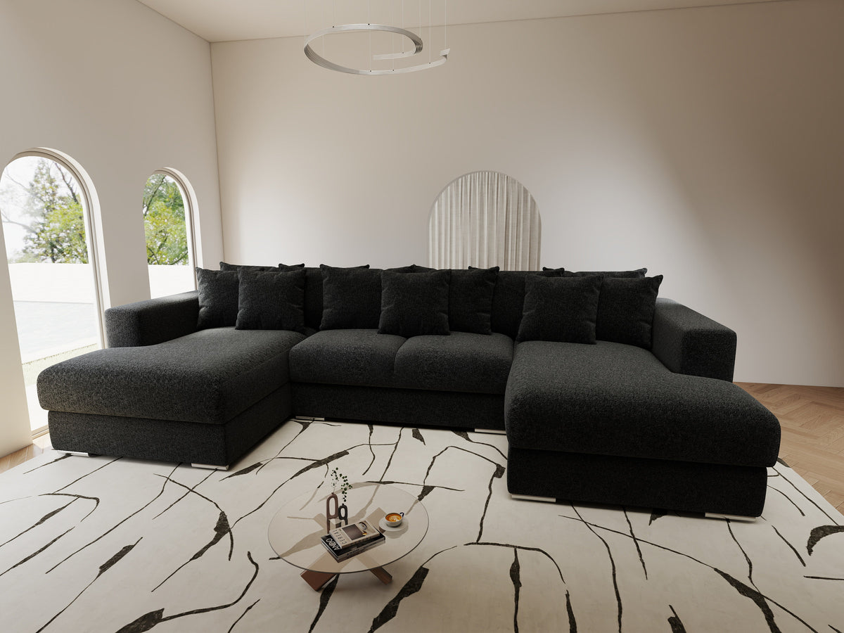 Colțar extensibil dumonde Gloria U Monte Negru 340x167 cm — imagine 9