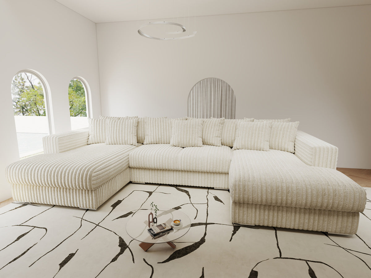 Colțar extensibil dumonde Gloria U Tilia Crem 340x167 cm — imagine 9