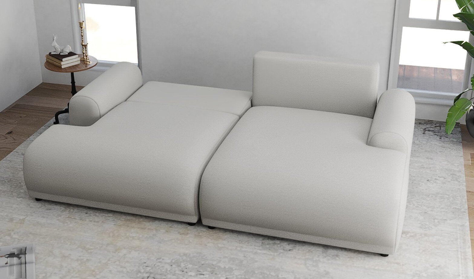 Colțar extensibil dumonde cu ladă de depozitare și șezut confortabil din spumă HR, Carlo Enjoy Bej 240x145 cm II