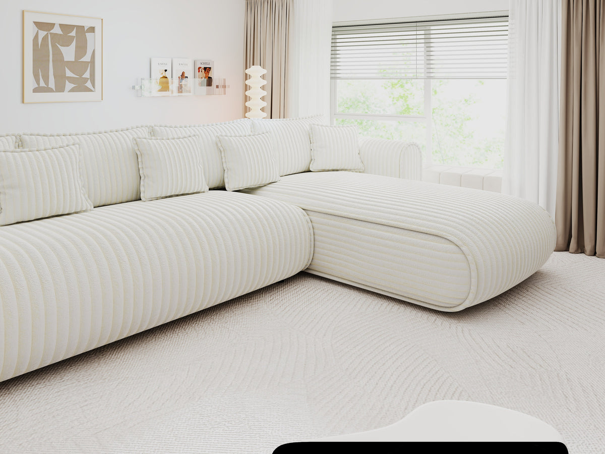 Colțar extensibil dumonde cu ladă de depozitare Monaco XL Tilia Crem II 340x185 cm — dreapta — imagine 10