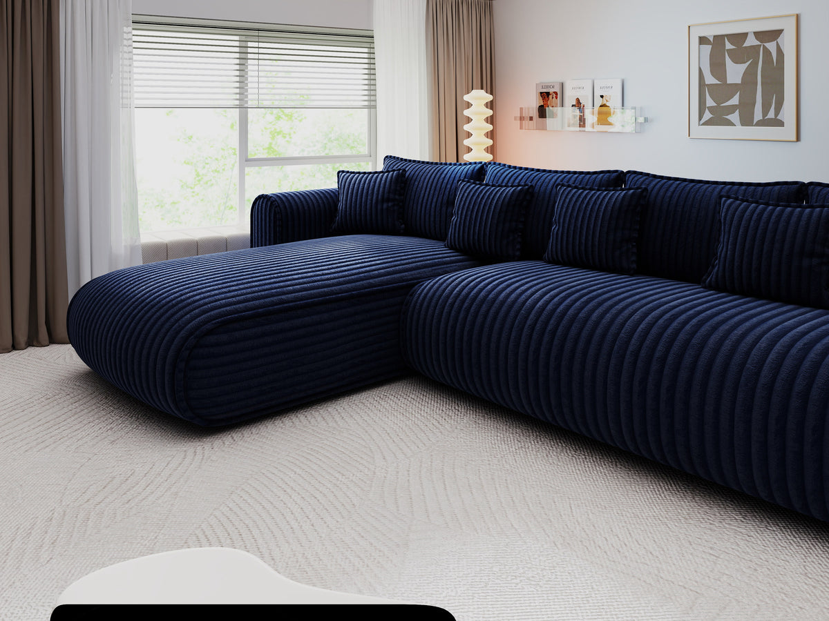 Colțar extensibil dumonde cu ladă de depozitare Monaco XL Tilia Albastru 340x185 cm — stanga — imagine 10