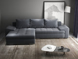 Colțar extensibil dumonde cu ladă de depozitare si sezut confortabil din spuma HR, Leonardo Ambience Gri 255x193 cm