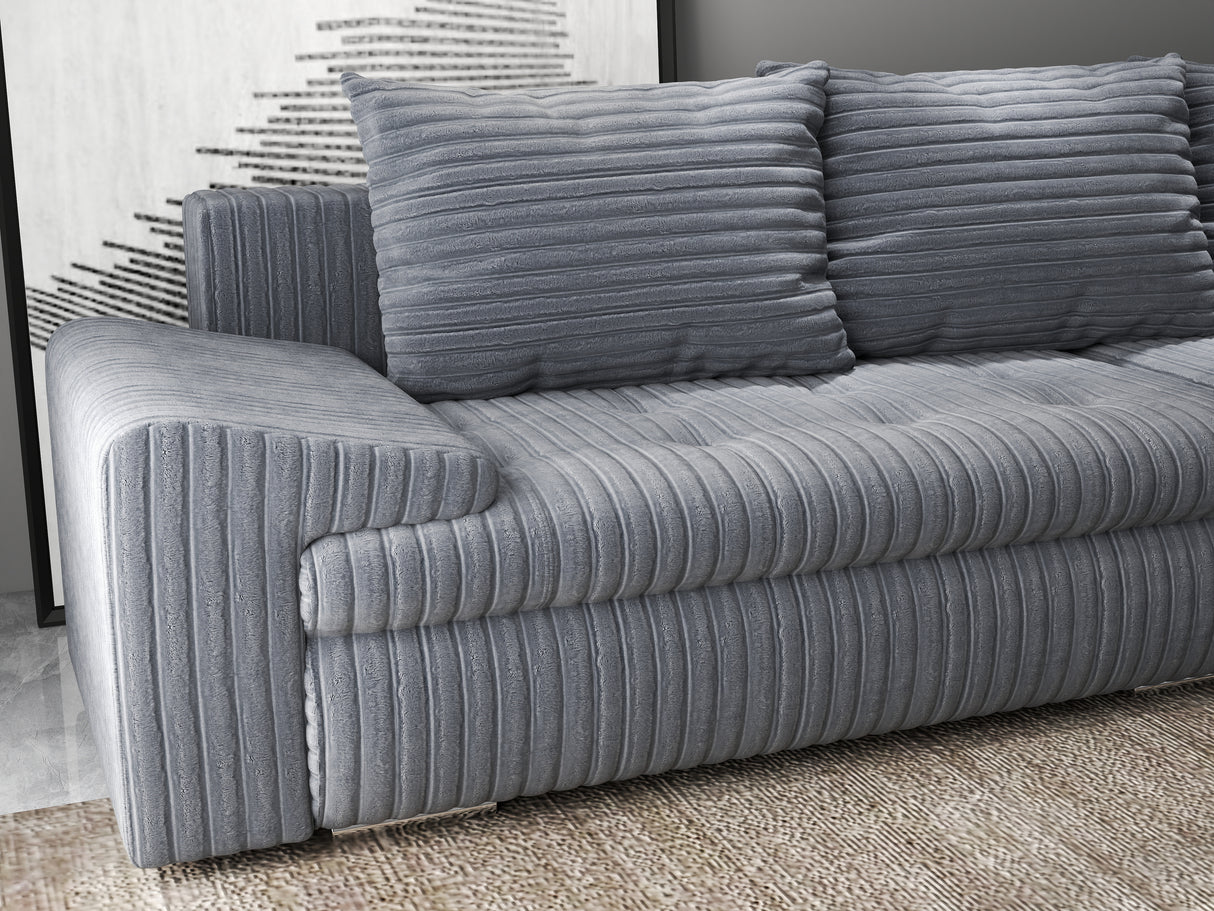Colțar extensibil dumonde cu ladă de depozitare si sezut confortabil din spuma HR, Leonardo Ambience Gri 255x193 cm II