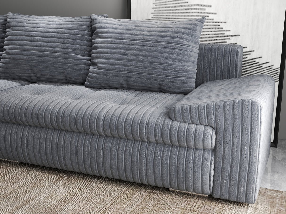 Colțar extensibil dumonde cu ladă de depozitare si sezut confortabil din spuma HR, Leonardo Ambience Gri 255x193 cm