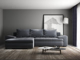Colțar extensibil dumonde cu ladă de depozitare si sezut confortabil din spuma HR, Leonardo Ambience Gri 255x193 cm