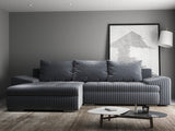 Colțar extensibil dumonde cu ladă de depozitare si sezut confortabil din spuma HR, Leonardo Ambience Gri 255x193 cm