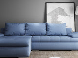 Colțar extensibil dumonde cu ladă de depozitare si sezut confortabil din spuma HR, Leonardo Enjoy Albastru 255x193 cm